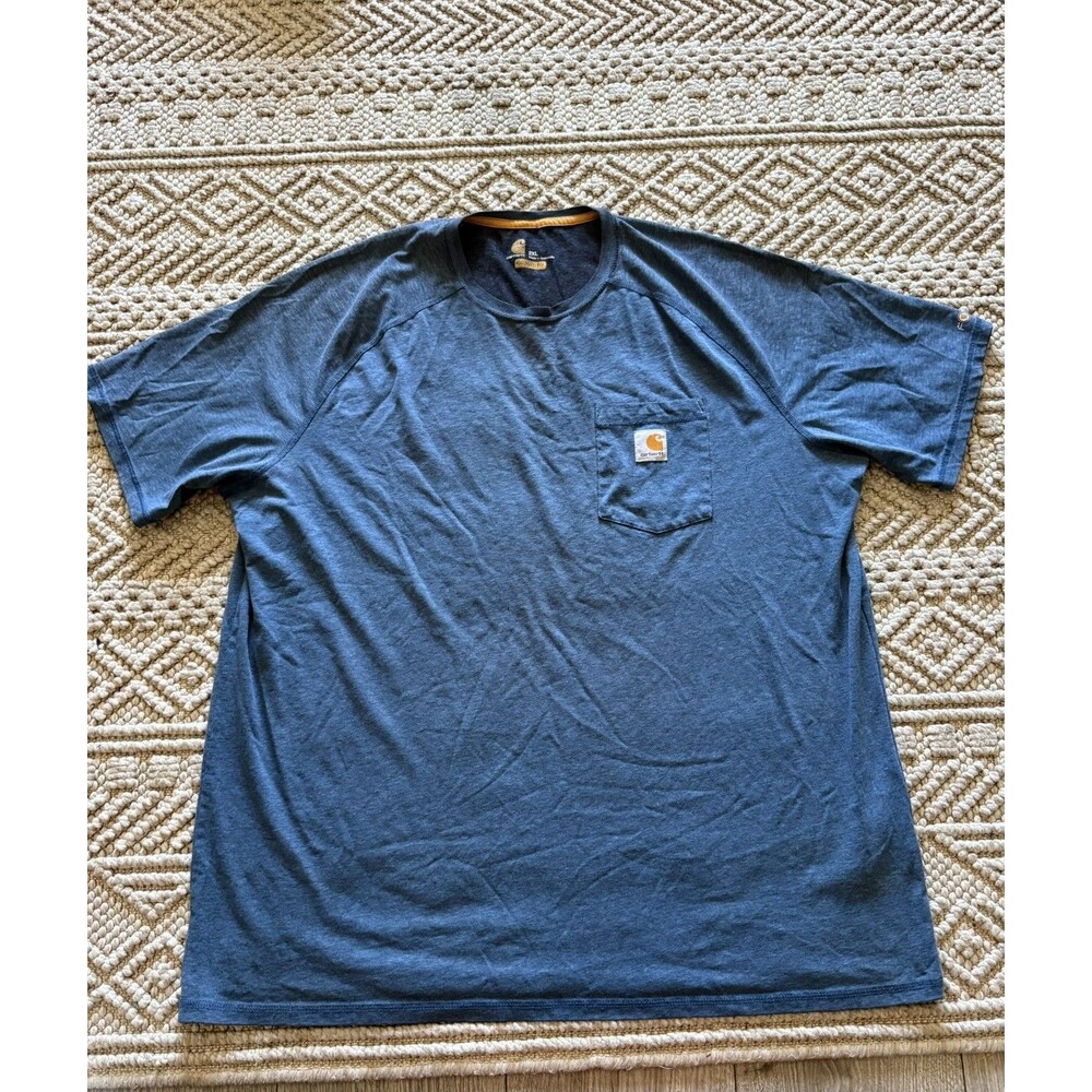 Carhartt Force Mens 2XL Blue Relaxed Fit Pocket Logo Crewneck T-Shirt